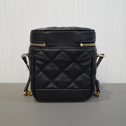 Saint Laurent YSL Quilted Leather Mini Vanity Bag Black (Pre-Owned)