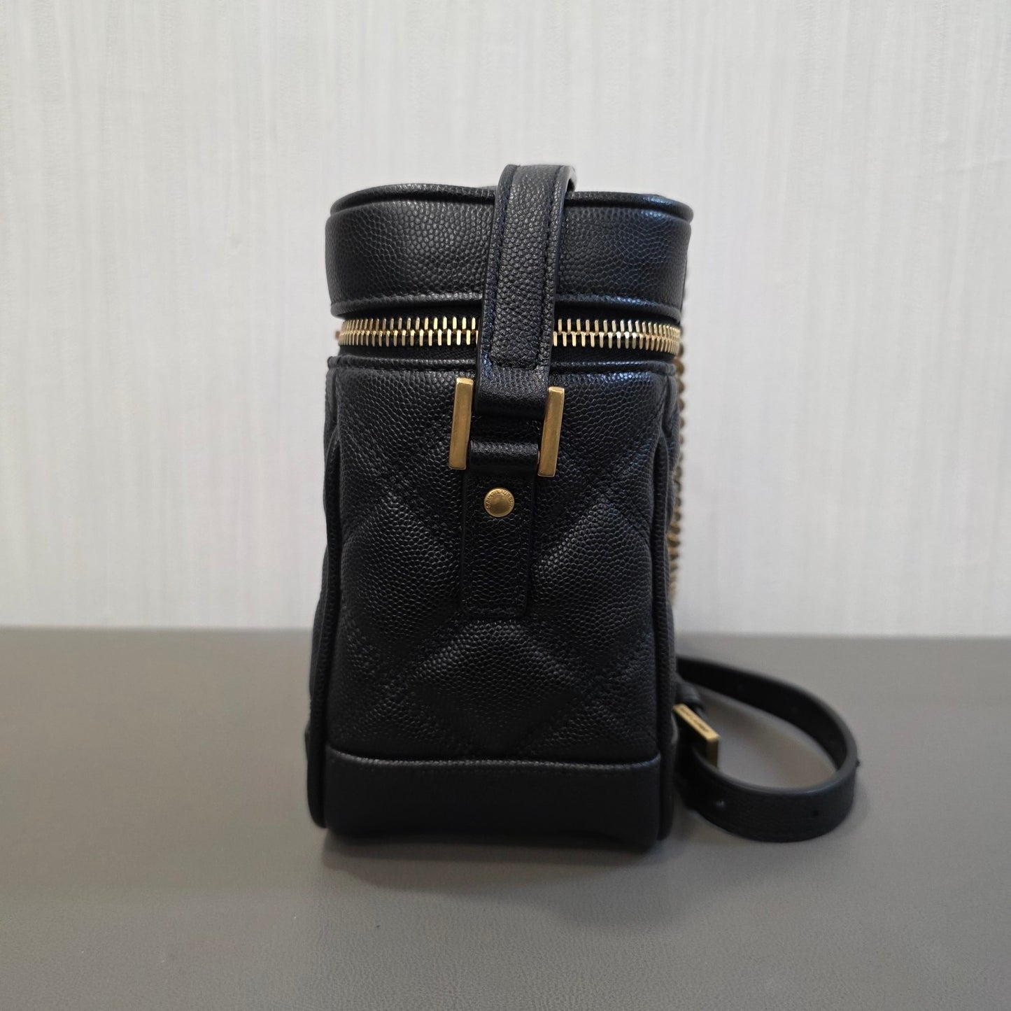 Saint Laurent YSL Quilted Leather Mini Vanity Bag Black (Pre-Owned)