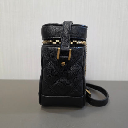 Saint Laurent YSL Quilted Leather Mini Vanity Bag Black (Pre-Owned)