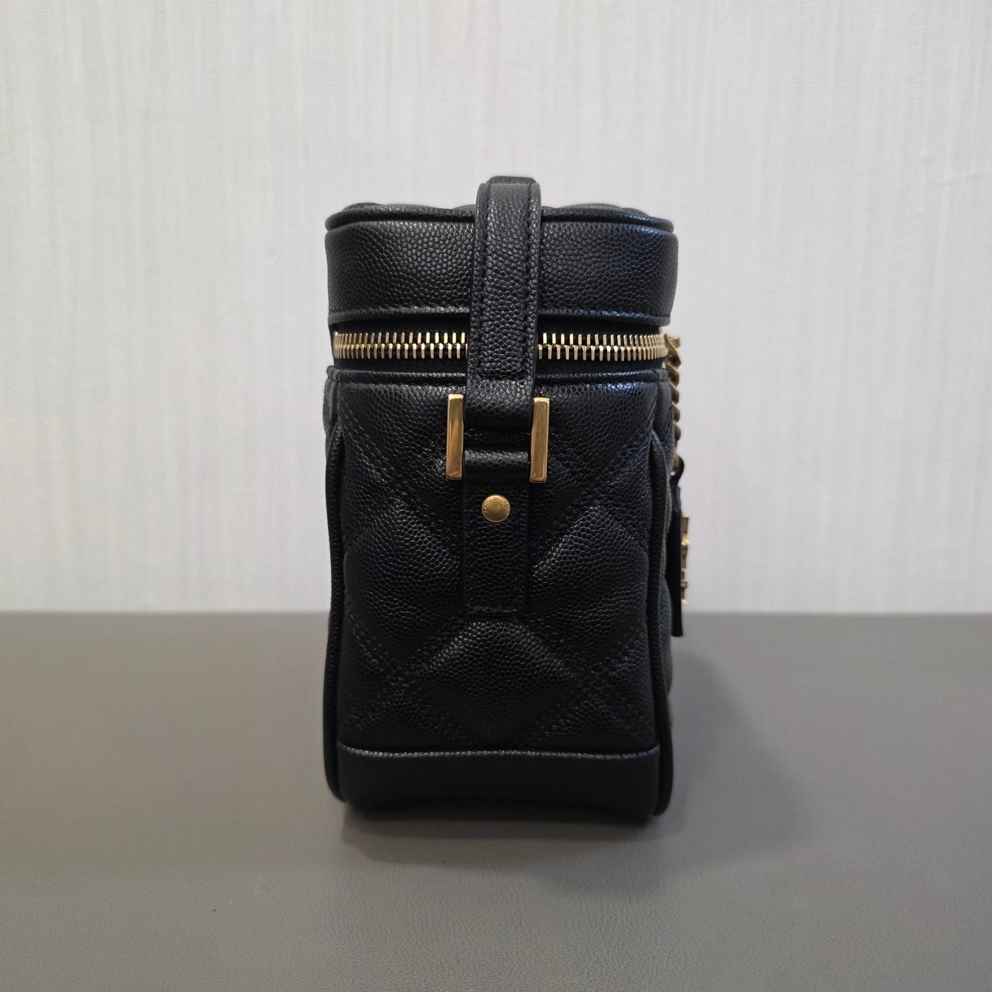 Saint Laurent YSL Quilted Leather Mini Vanity Bag Black (Pre-Owned)