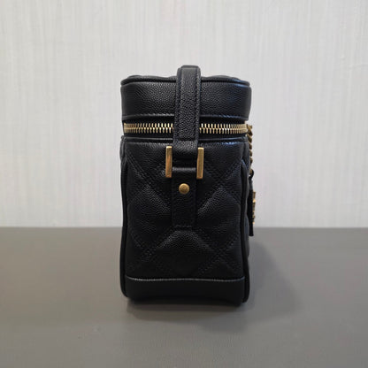 Saint Laurent YSL Quilted Leather Mini Vanity Bag Black (Pre-Owned)