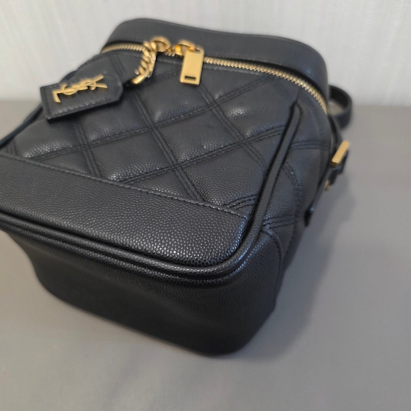 Saint Laurent YSL Quilted Leather Mini Vanity Bag Black (Pre-Owned)