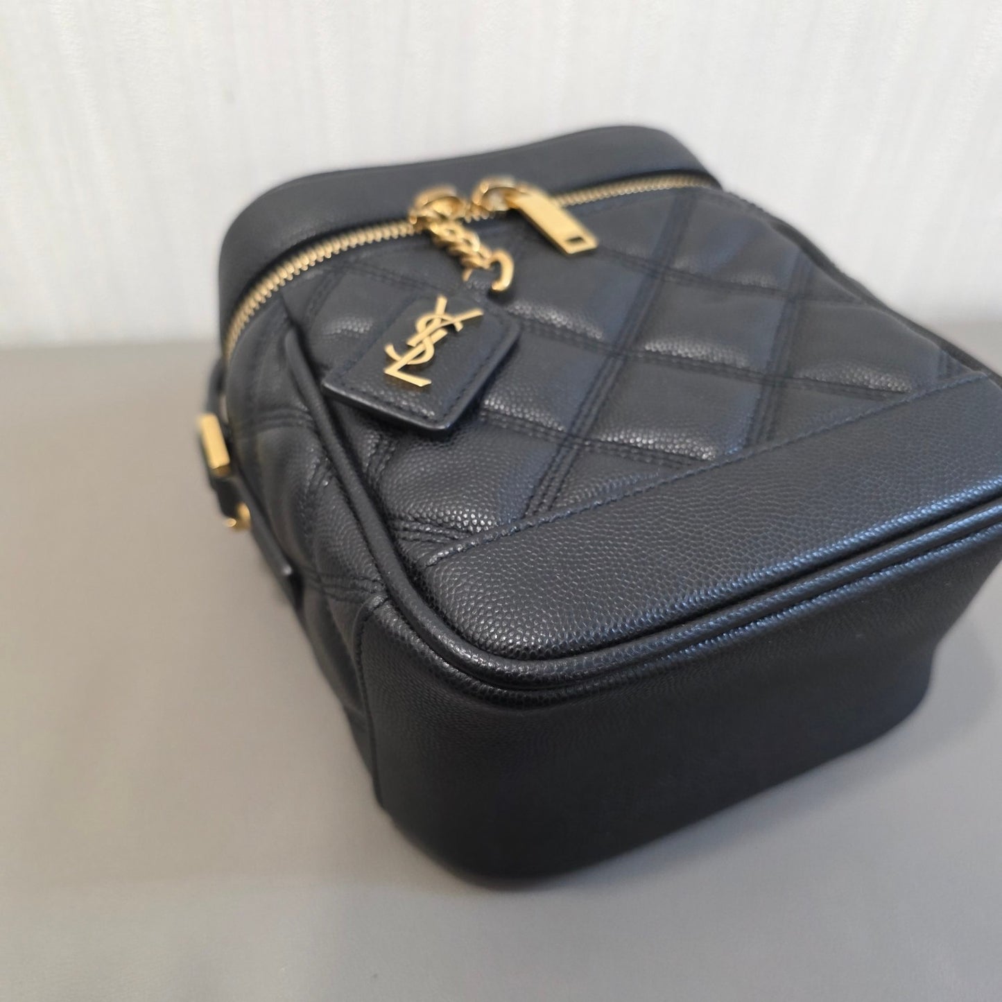Saint Laurent YSL Quilted Leather Mini Vanity Bag Black (Pre-Owned)