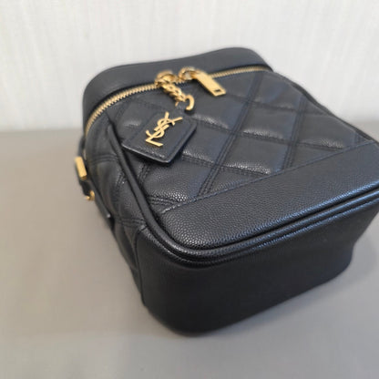 Saint Laurent YSL Quilted Leather Mini Vanity Bag Black (Pre-Owned)