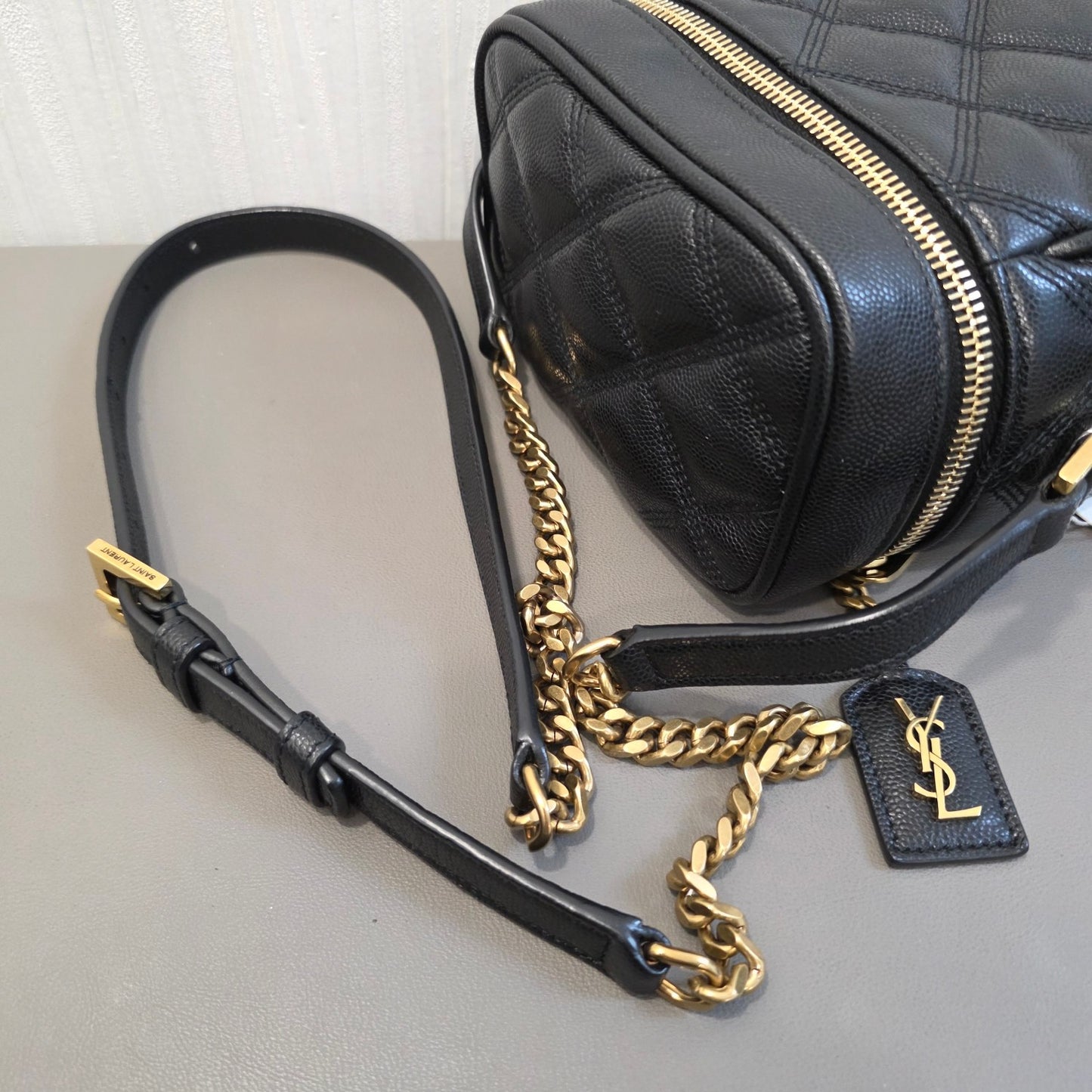 Saint Laurent YSL Quilted Leather Mini Vanity Bag Black (Pre-Owned)