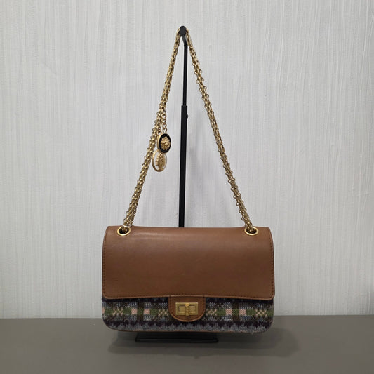 Chanel Leather and Check Tweed Chain Shoulder Bag (Pre-Owned)