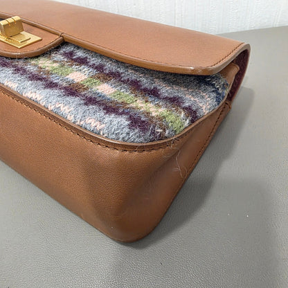 Chanel Leather and Check Tweed Chain Shoulder Bag (Pre-Owned)