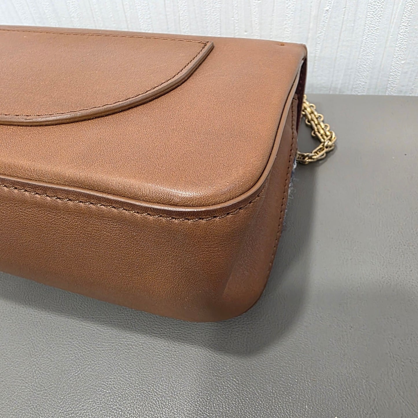Chanel Leather and Check Tweed Chain Shoulder Bag (Pre-Owned)