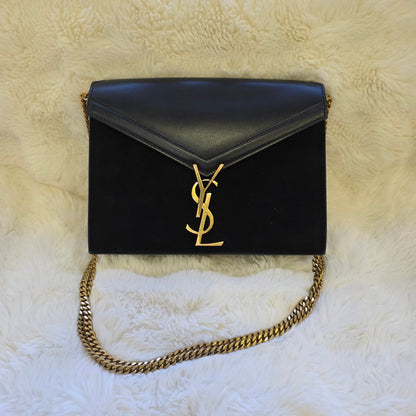 Saint Laurent Cassandra Leather and Suede Chain Shoulder Bag (Pre-Owned)