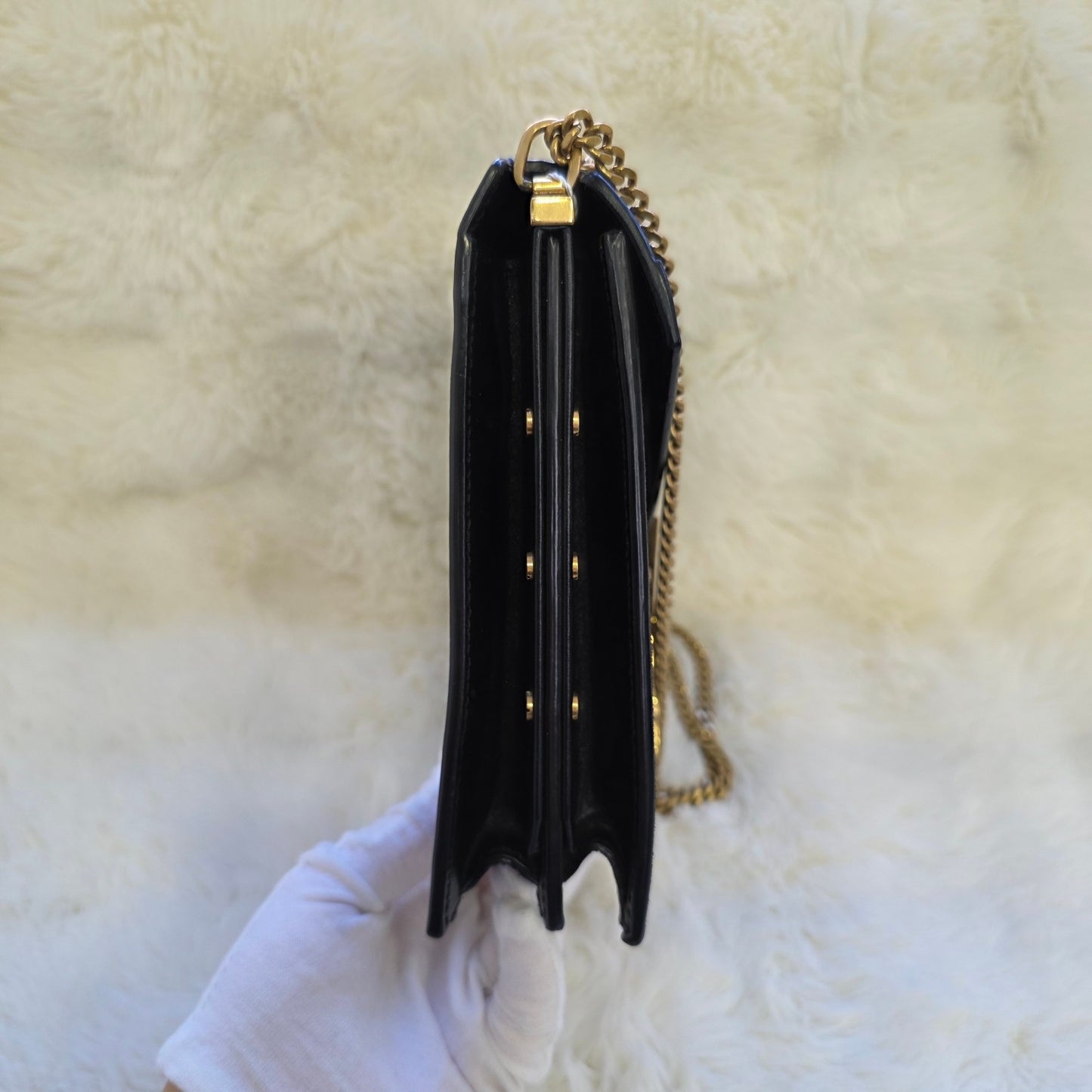 Saint Laurent Cassandra Leather and Suede Chain Shoulder Bag (Pre-Owned)