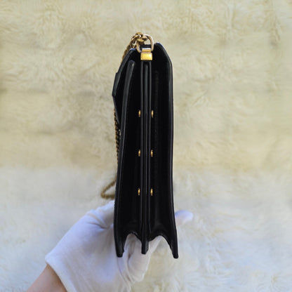 Saint Laurent Cassandra Leather and Suede Chain Shoulder Bag (Pre-Owned)
