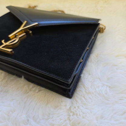 Saint Laurent Cassandra Leather and Suede Chain Shoulder Bag (Pre-Owned)