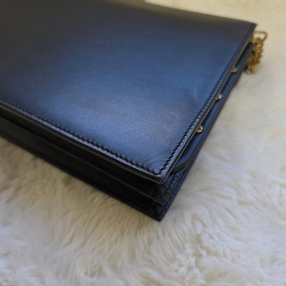 Saint Laurent Cassandra Leather and Suede Chain Shoulder Bag (Pre-Owned)
