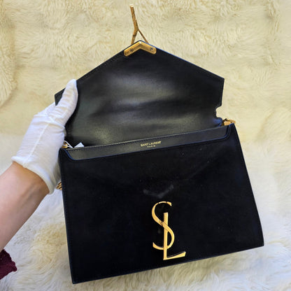 Saint Laurent Cassandra Leather and Suede Chain Shoulder Bag (Pre-Owned)