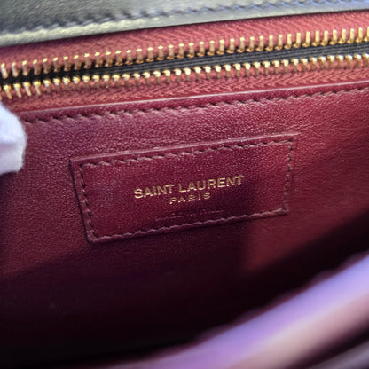 Saint Laurent Cassandra Leather and Suede Chain Shoulder Bag (Pre-Owned)