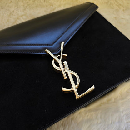Saint Laurent Cassandra Leather and Suede Chain Shoulder Bag (Pre-Owned)