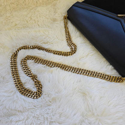 Saint Laurent Cassandra Leather and Suede Chain Shoulder Bag (Pre-Owned)