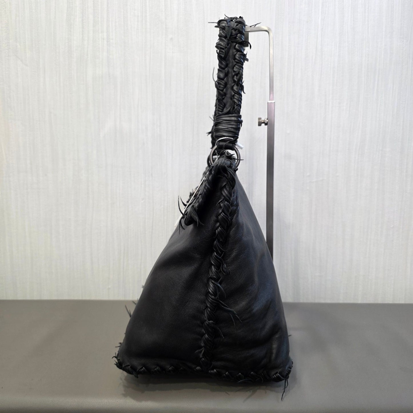 Bottega Veneta Intrecciato Leather Shoulder Bag Black (Pre-Owned)