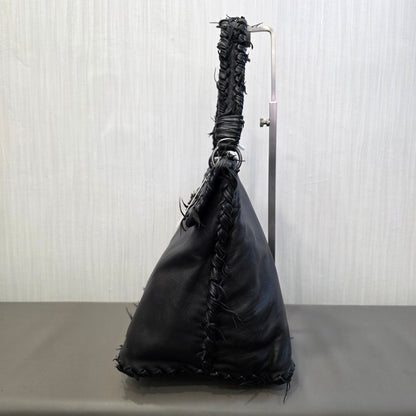 Bottega Veneta Intrecciato Leather Shoulder Bag Black (Pre-Owned)
