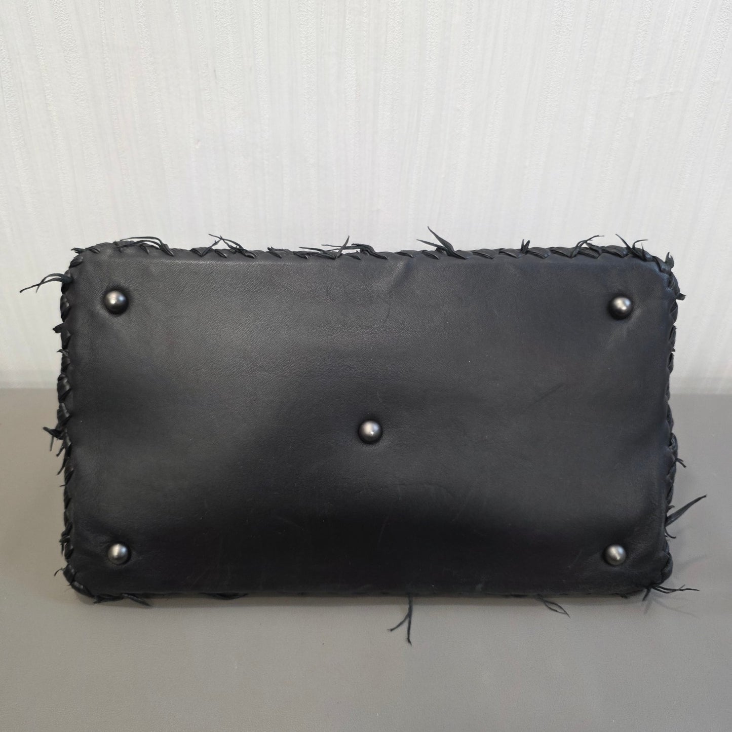 Bottega Veneta Intrecciato Leather Shoulder Bag Black (Pre-Owned)