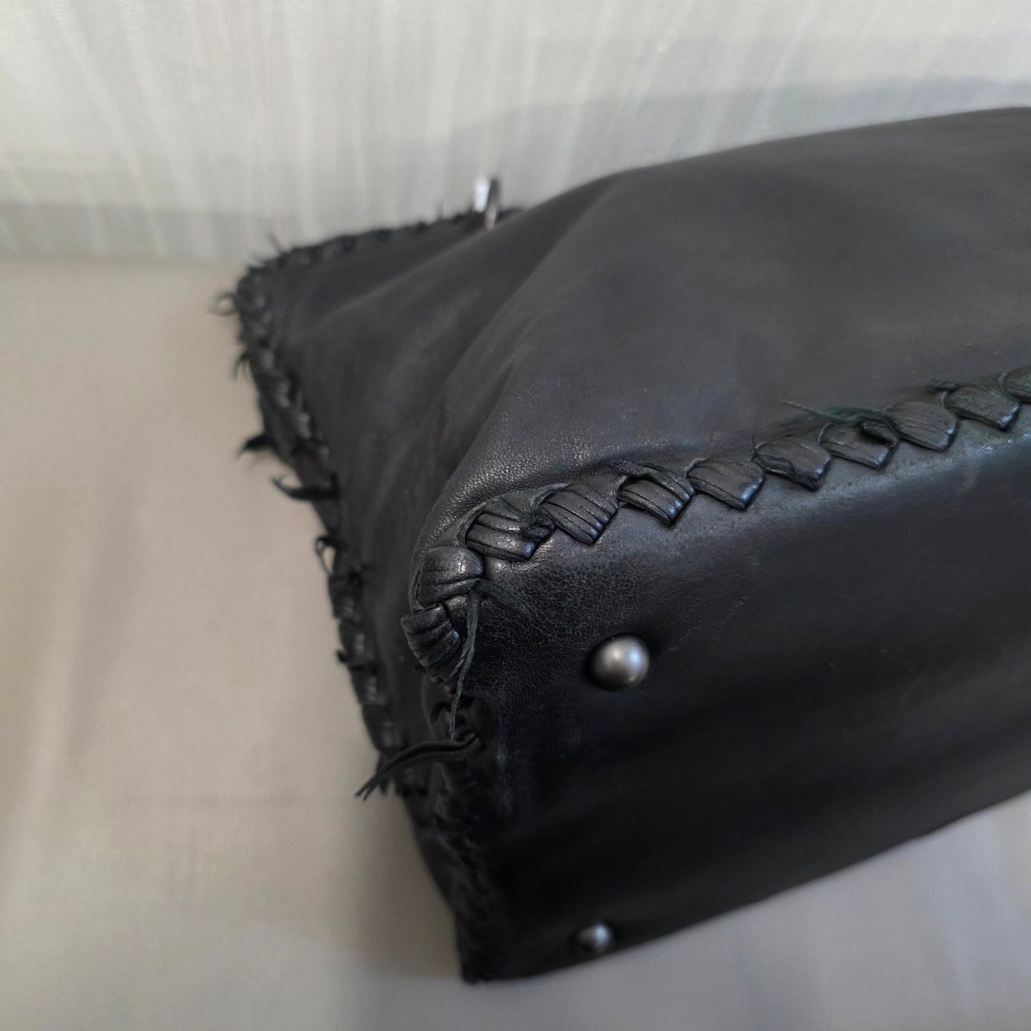 Bottega Veneta Intrecciato Leather Shoulder Bag Black (Pre-Owned)