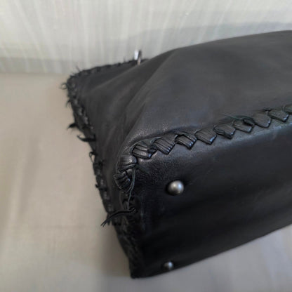 Bottega Veneta Intrecciato Leather Shoulder Bag Black (Pre-Owned)