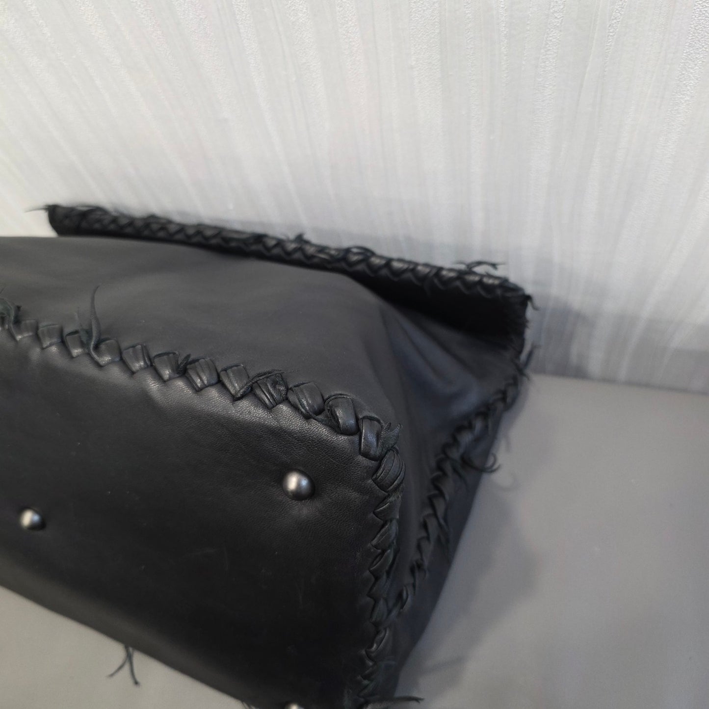 Bottega Veneta Intrecciato Leather Shoulder Bag Black (Pre-Owned)