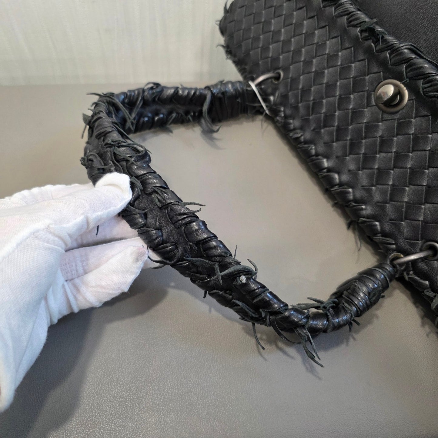 Bottega Veneta Intrecciato Leather Shoulder Bag Black (Pre-Owned)