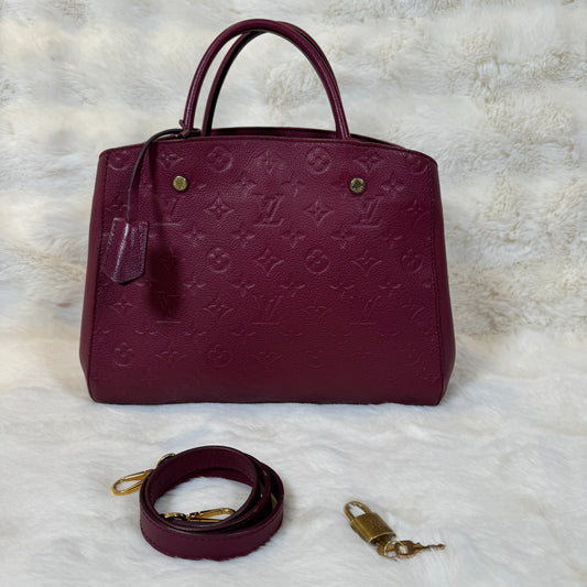 Louis Vuitton Monogram Empreinte Montaigne BB Leather Handbag Burgundy (Pre-Owned)