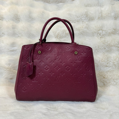 Louis Vuitton Monogram Empreinte Montaigne BB Leather Handbag Burgundy (Pre-Owned)