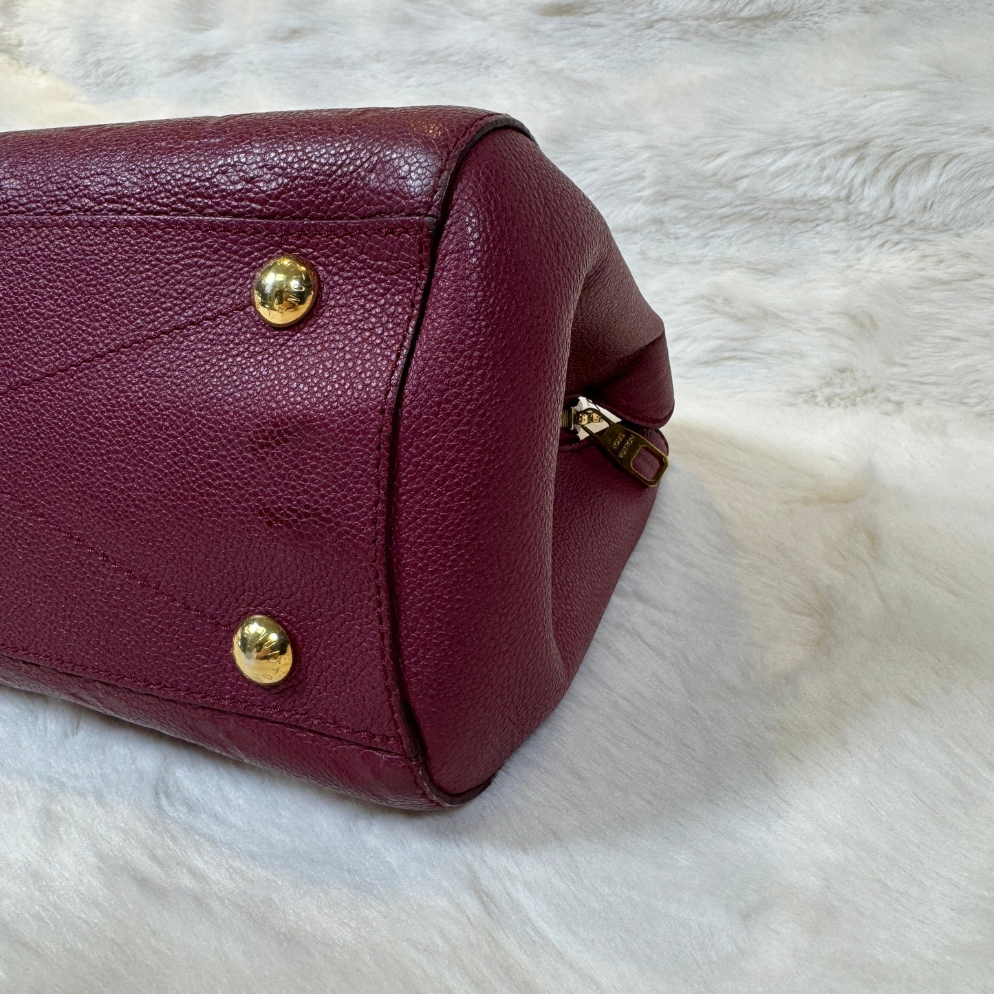Louis Vuitton Monogram Empreinte Montaigne BB Leather Handbag Burgundy (Pre-Owned)