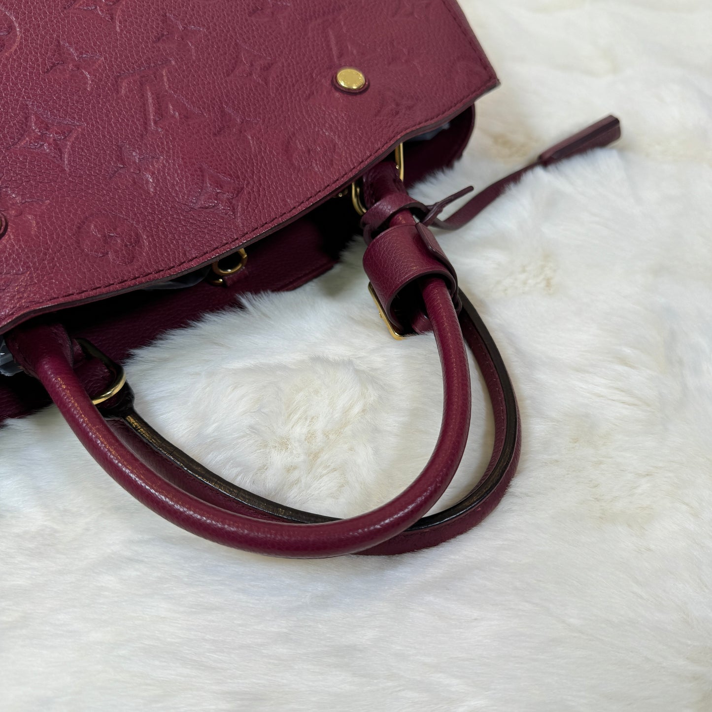 Louis Vuitton Monogram Empreinte Montaigne BB Leather Handbag Burgundy (Pre-Owned)