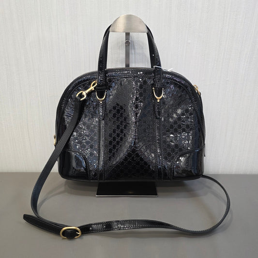 Gucci Microguccissima Patent Leather 2Way Dome Bag Black (Pre-Owned)