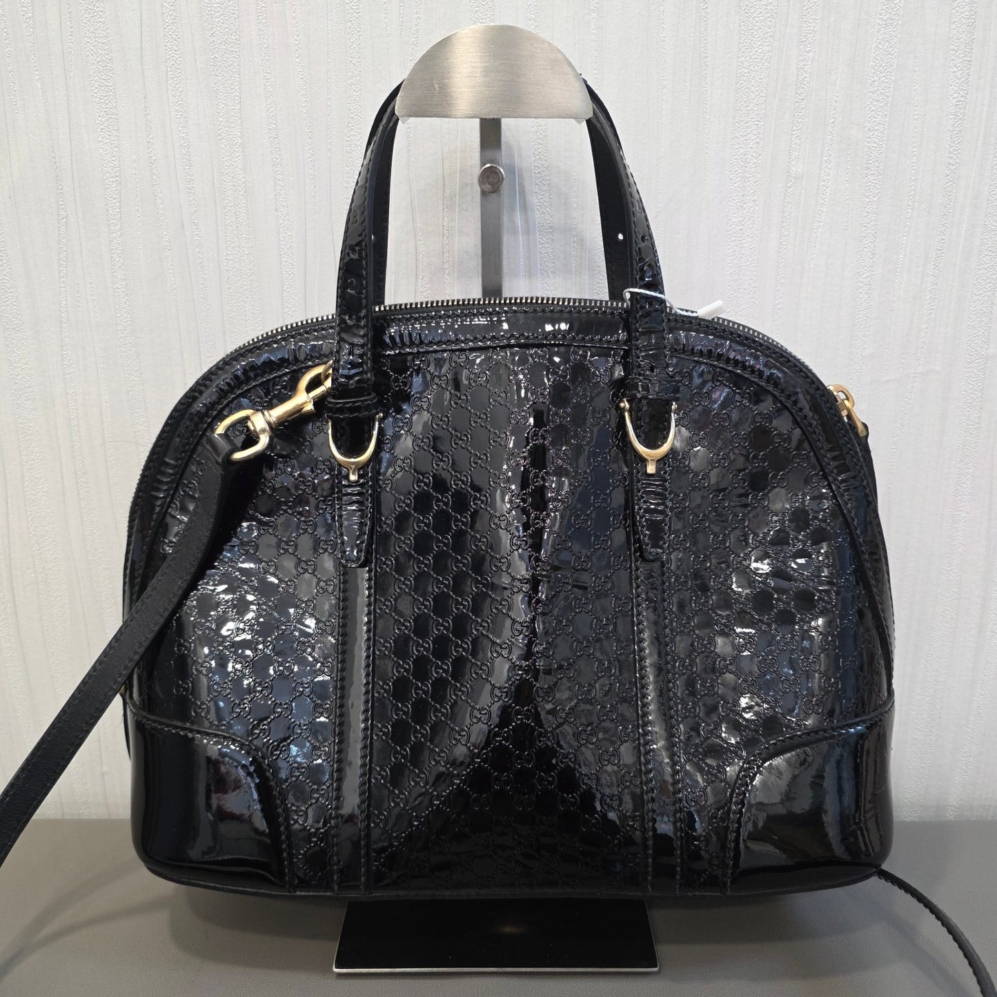 Gucci Microguccissima Patent Leather 2Way Dome Bag Black (Pre-Owned)
