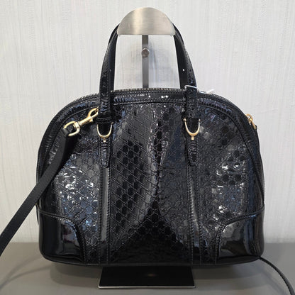 Gucci Microguccissima Patent Leather 2Way Dome Bag Black (Pre-Owned)