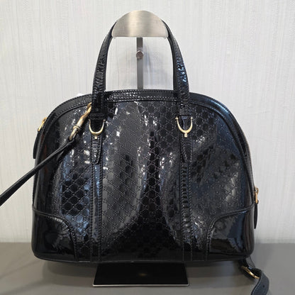 Gucci Microguccissima Patent Leather 2Way Dome Bag Black (Pre-Owned)