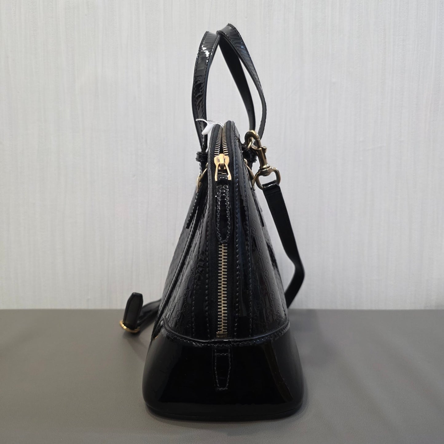 Gucci Microguccissima Patent Leather 2Way Dome Bag Black (Pre-Owned)