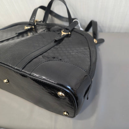 Gucci Microguccissima Patent Leather 2Way Dome Bag Black (Pre-Owned)