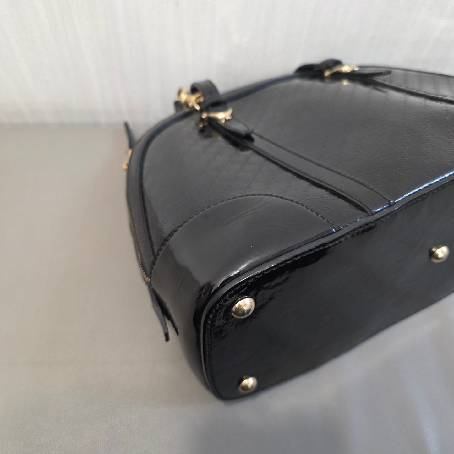 Gucci Microguccissima Patent Leather 2Way Dome Bag Black (Pre-Owned)
