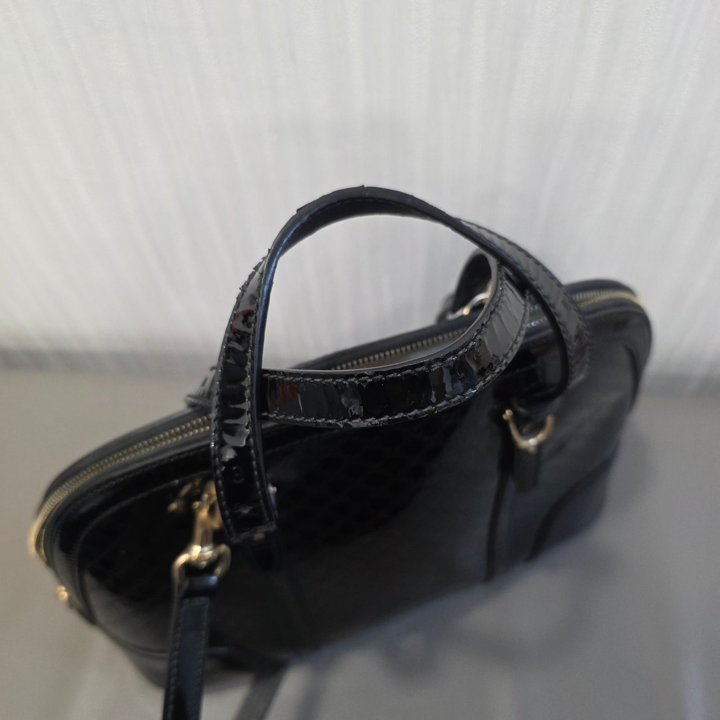 Gucci Microguccissima Patent Leather 2Way Dome Bag Black (Pre-Owned)