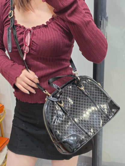 Gucci Microguccissima Patent Leather 2Way Dome Bag Black (Pre-Owned)