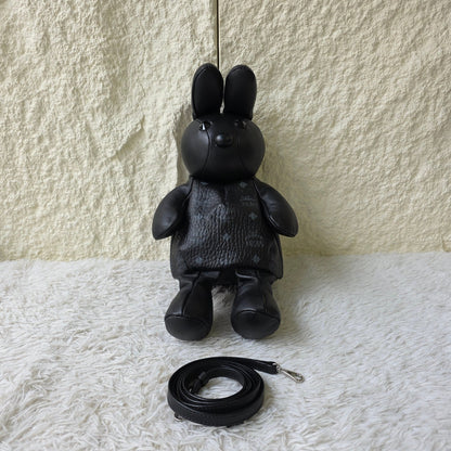 MCM Rabbit Doll Visetos Crossbody Bag Black (Pre-Owned)