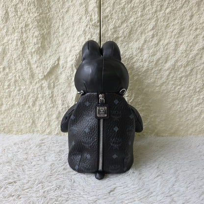 MCM Rabbit Doll Visetos Crossbody Bag Black (Pre-Owned)
