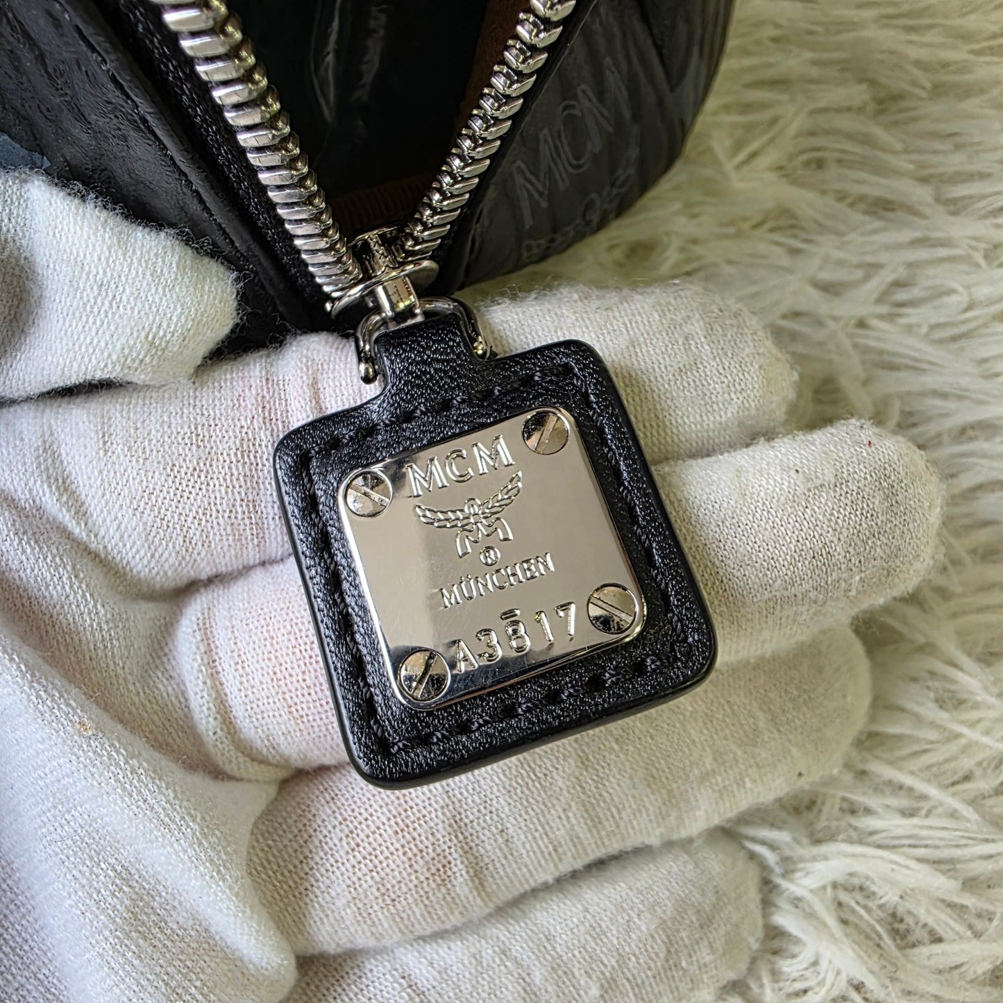 MCM Rabbit Doll Visetos Crossbody Bag Black (Pre-Owned)