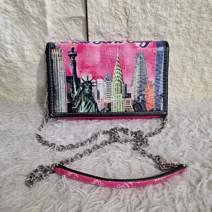 Balenciaga Papier Mini Chain Wallet New York Print (Pre-Owned)