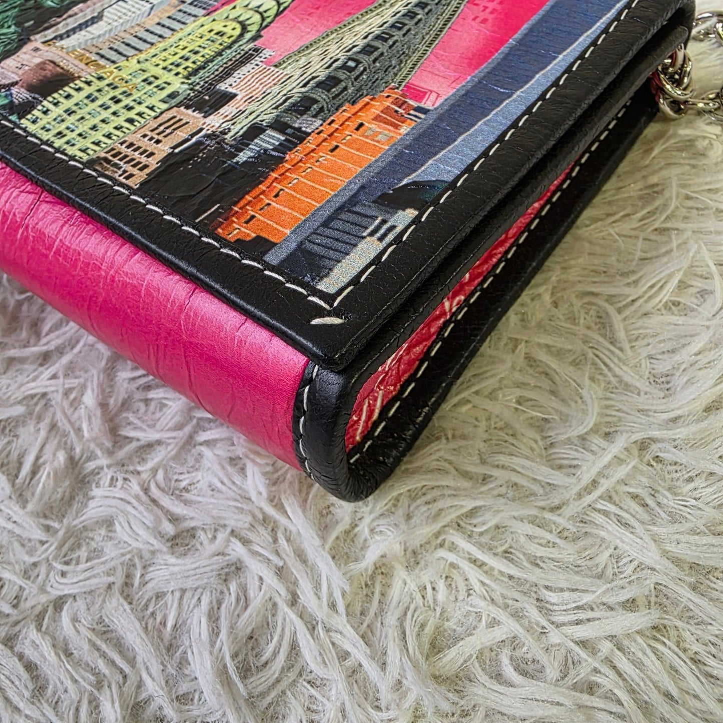 Balenciaga Papier Mini Chain Wallet New York Print (Pre-Owned)