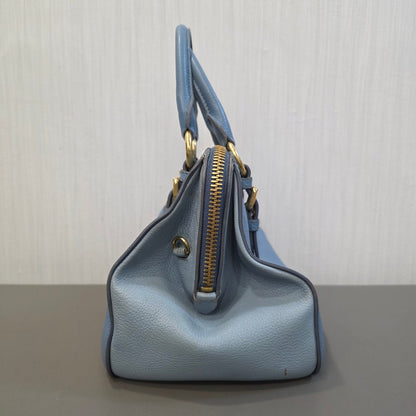 Miu Miu Madras Leather Top Handle Bag Light Blue (Pre-Owned)