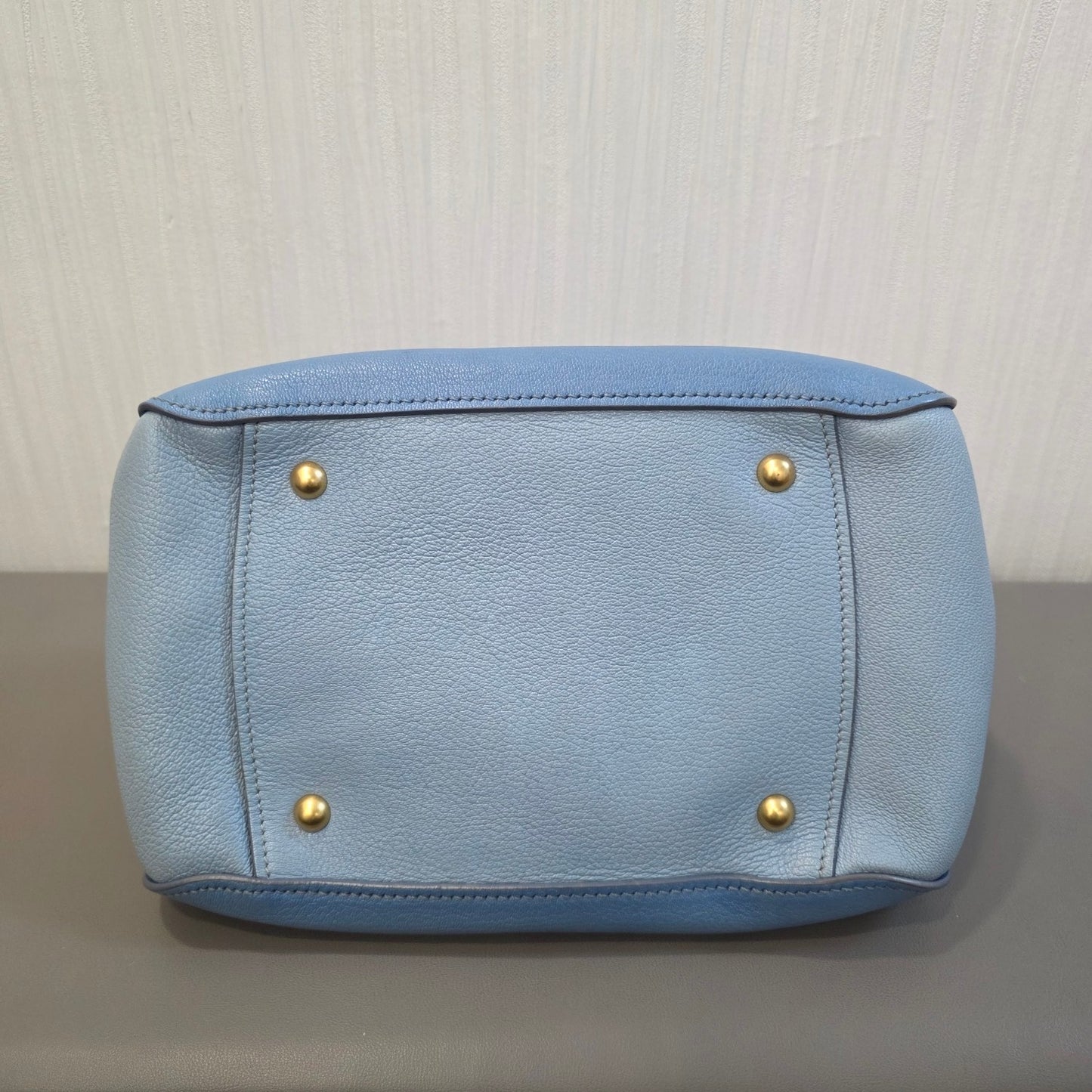 Miu Miu Madras Leather Top Handle Bag Light Blue (Pre-Owned)