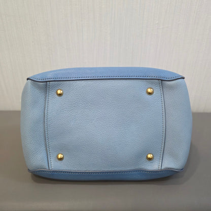 Miu Miu Madras Leather Top Handle Bag Light Blue (Pre-Owned)