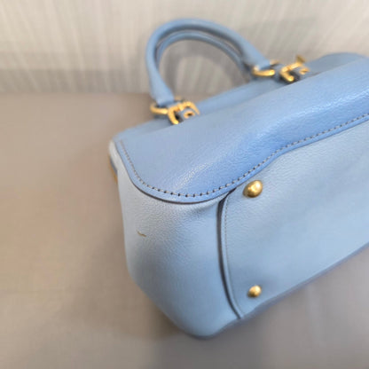 Miu Miu Madras Leather Top Handle Bag Light Blue (Pre-Owned)